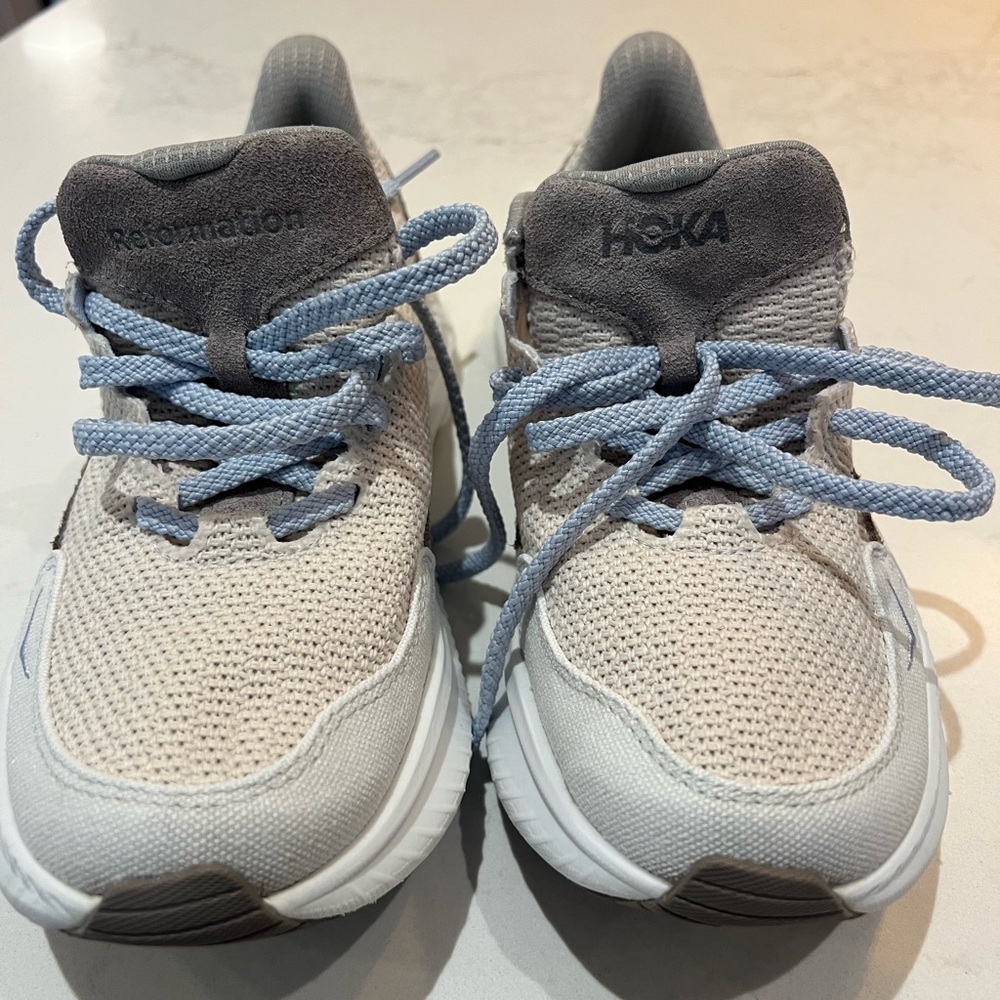 Hoka x Reformation Mach 6 LS Crochet Size 38 Flint Grey Rainy Day